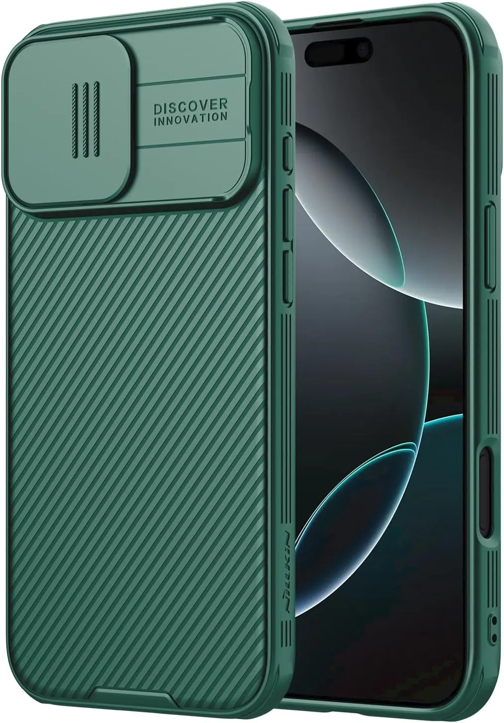 Nillkin for iPhone 16 Pro Case with Slide Camera Cover, [Upgraded Camera Lens Protection] Slim Shockproof Protective Phone Case for iPhone 16 Pro 6.3 inch, Green