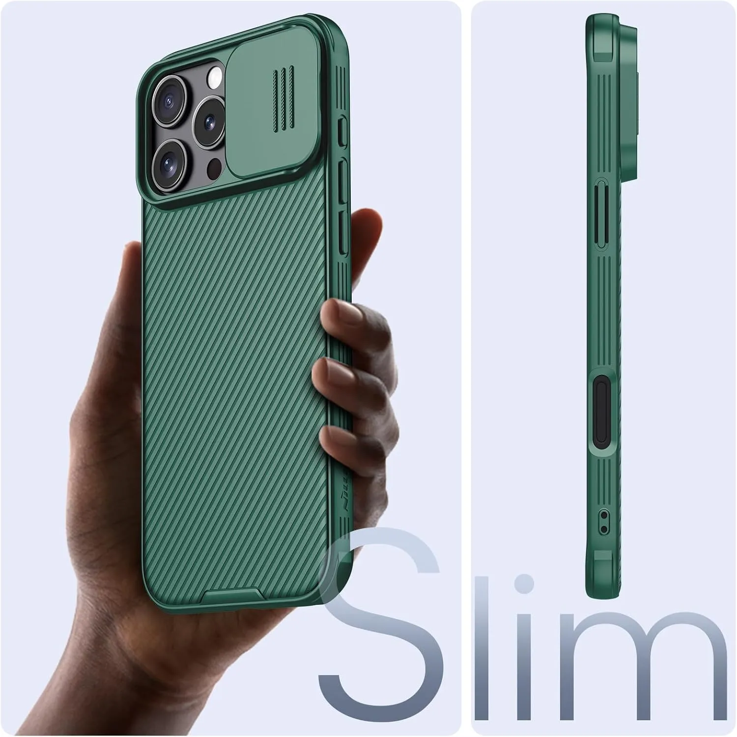 Nillkin for iPhone 16 Pro Case with Slide Camera Cover, [Upgraded Camera Lens Protection] Slim Shockproof Protective Phone Case for iPhone 16 Pro 6.3 inch, Green