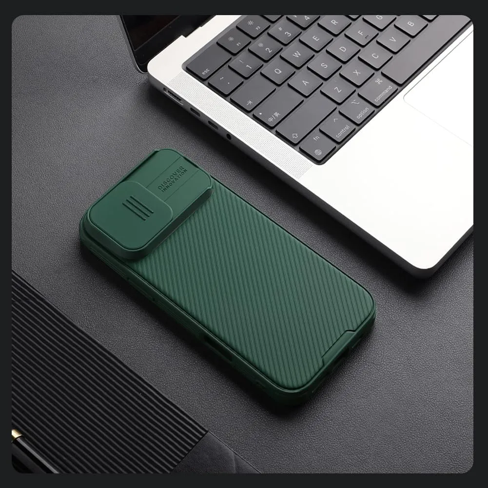 Nillkin for iPhone 16 Pro Case with Slide Camera Cover, [Upgraded Camera Lens Protection] Slim Shockproof Protective Phone Case for iPhone 16 Pro 6.3 inch, Green