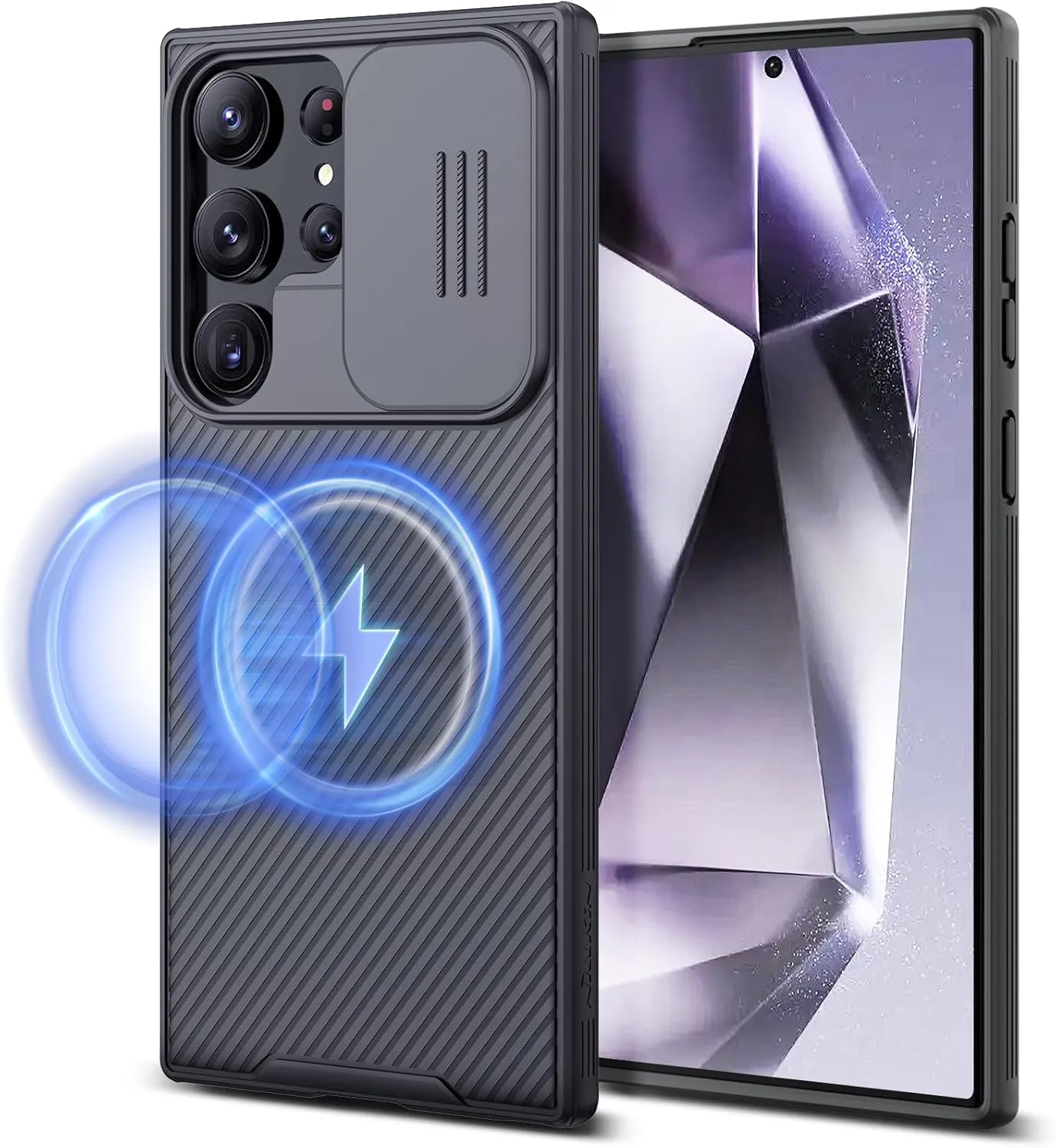Nillkin for Samsung Galaxy S24 Ultra Case, Slide Camera Cover [Compatible with MagSafe] Military Grade Protection Shockproof Phone Case for Samsung Galaxy S24 Ultra 5G 6.8'' Black