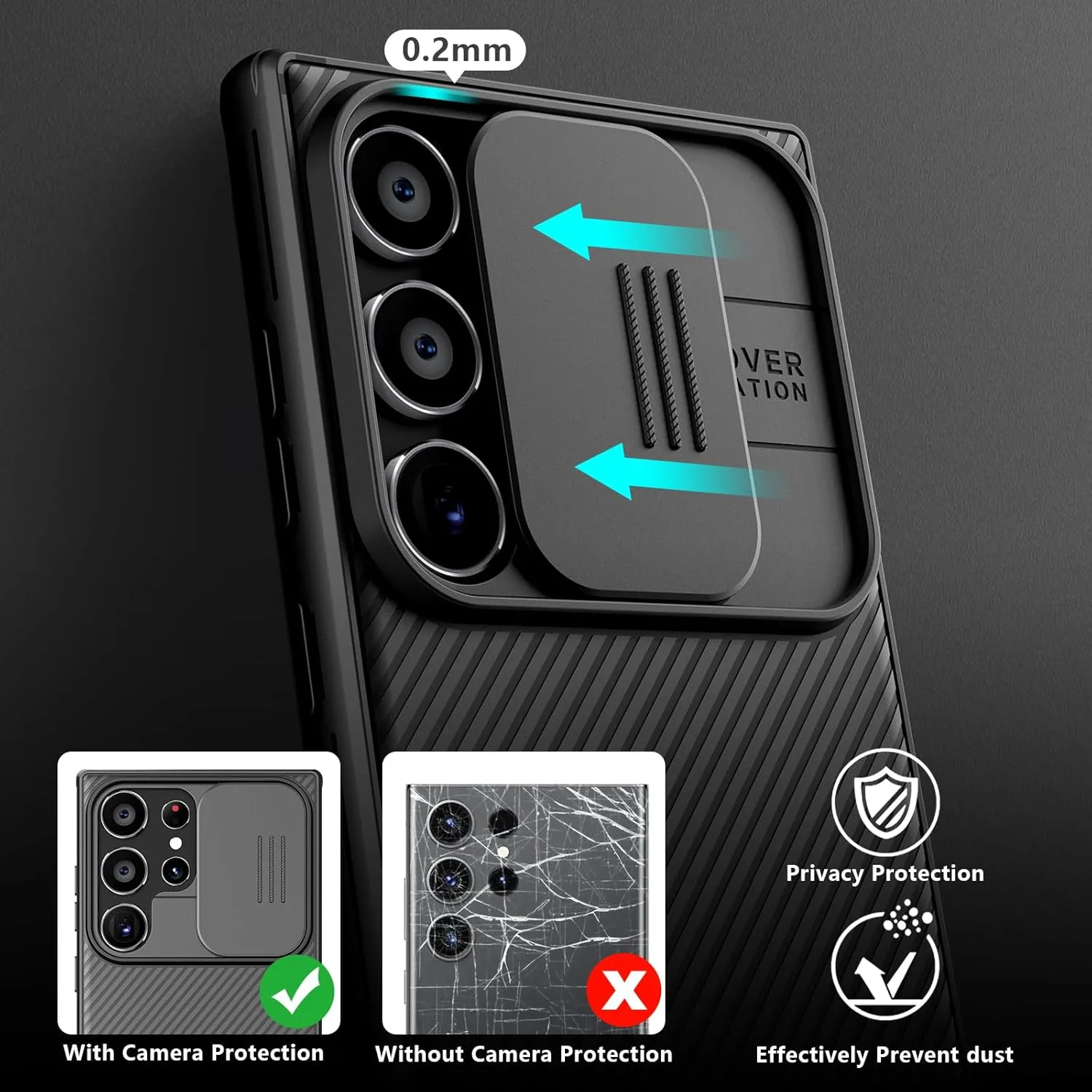 Nillkin for Samsung Galaxy S24 Ultra Case, Slide Camera Cover [Compatible with MagSafe] Military Grade Protection Shockproof Phone Case for Samsung Galaxy S24 Ultra 5G 6.8'' Black