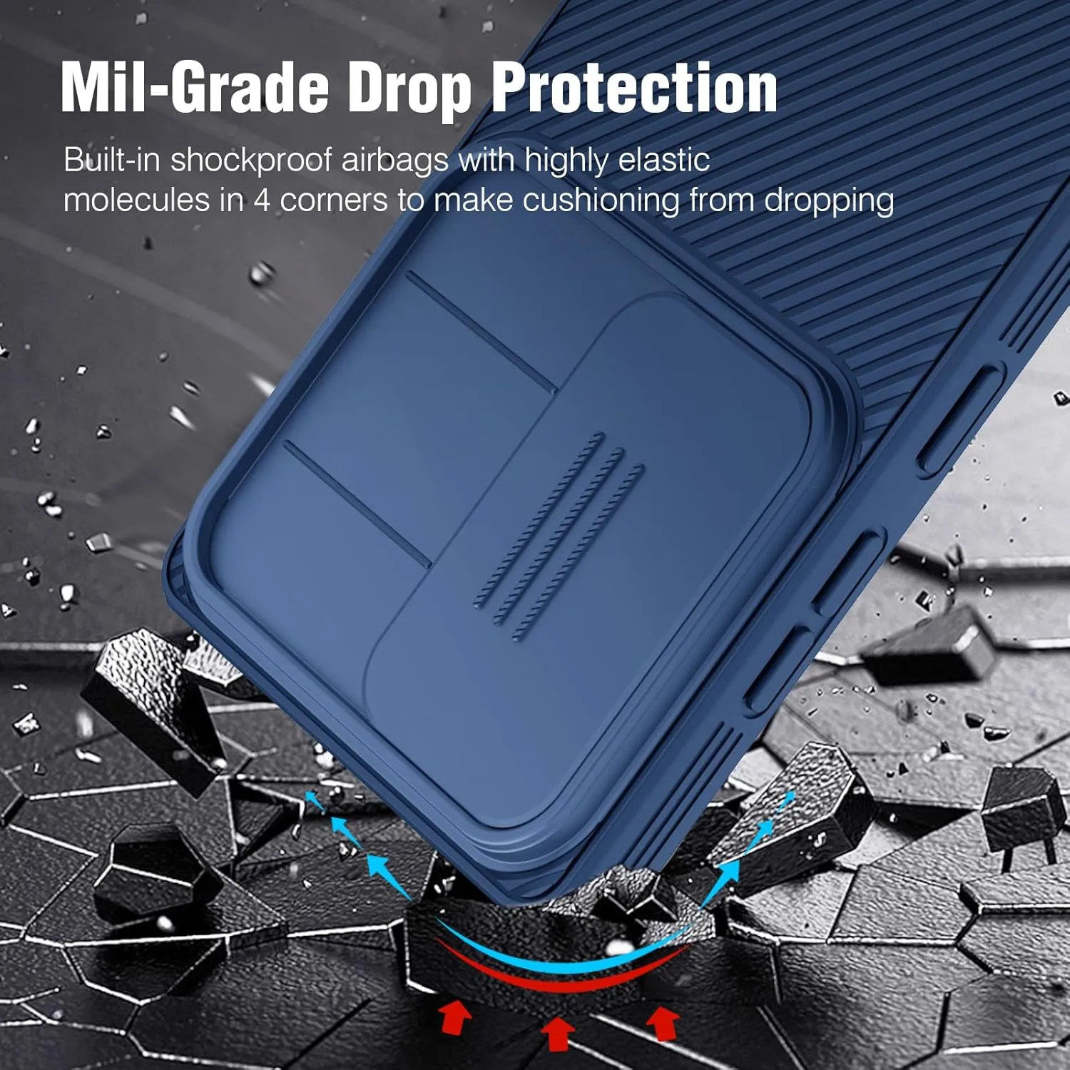 Nillkin for Samsung Galaxy S25 Case with Camera Cover, [Lens Protection] Mil-Grade Shockproof Protective Bumper Hard Cover Slim Phone Case for Galaxy S25 Cases 6.2'' Blue