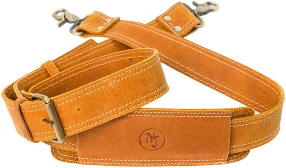 NJ Leatherworks Leather Bag Strap, Adjustable Replacement Shoulder Strap for Messenger, Duffel, Laptop, Camera Bags or Purses