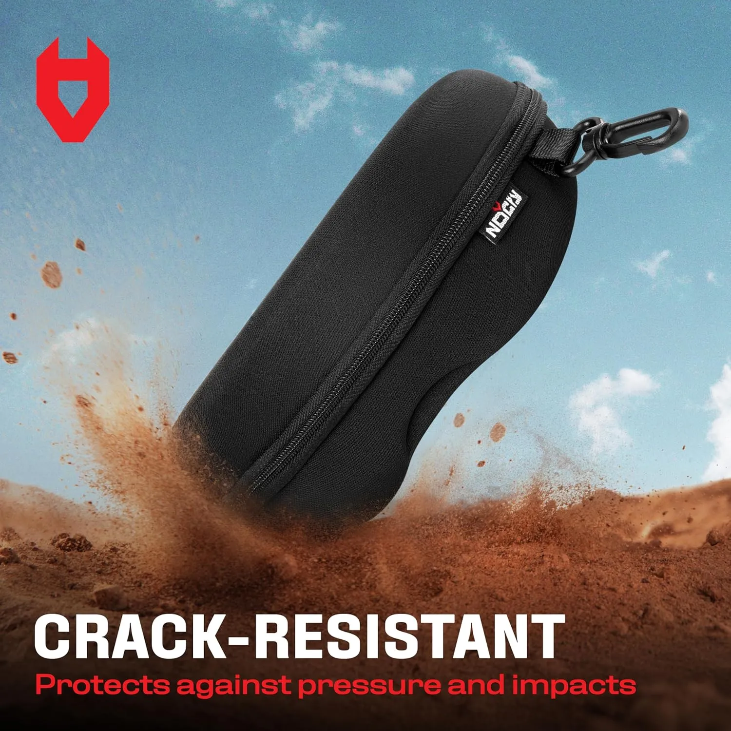 NoCry Storage Case for Safety Glasses with Felt Lining, Reinforced Zipper and Handy Belt Clip