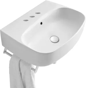 Nolita 5341.03 Nolita 23-5/8" Rectangular Ceramic Vessel or Wall Mounted Bathroom Sink with Overflow and 3 Faucet Holes at 8" Centers - Glossy White