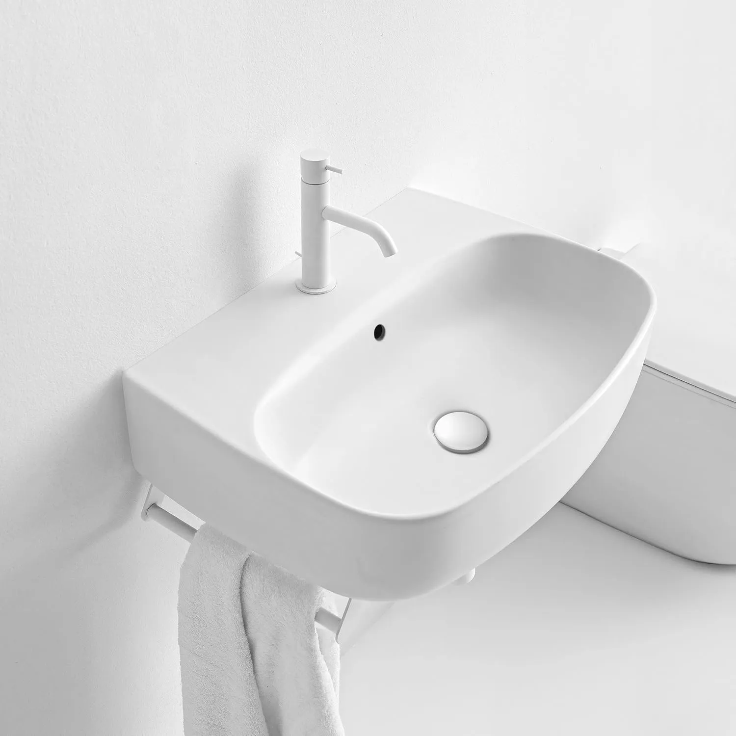 Nolita 5342.01 Nolita 27-5/8" Rectangular Ceramic Vessel or Wall Mounted Bathroom Sink with Overflow and 1 Faucet Hole - Glossy White