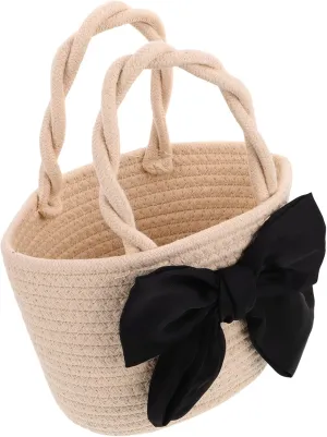 NOLITOY Woven Bag for Women Bowknot Detail Large Capacity Trendy Colorblock Purse Vintage Handbags