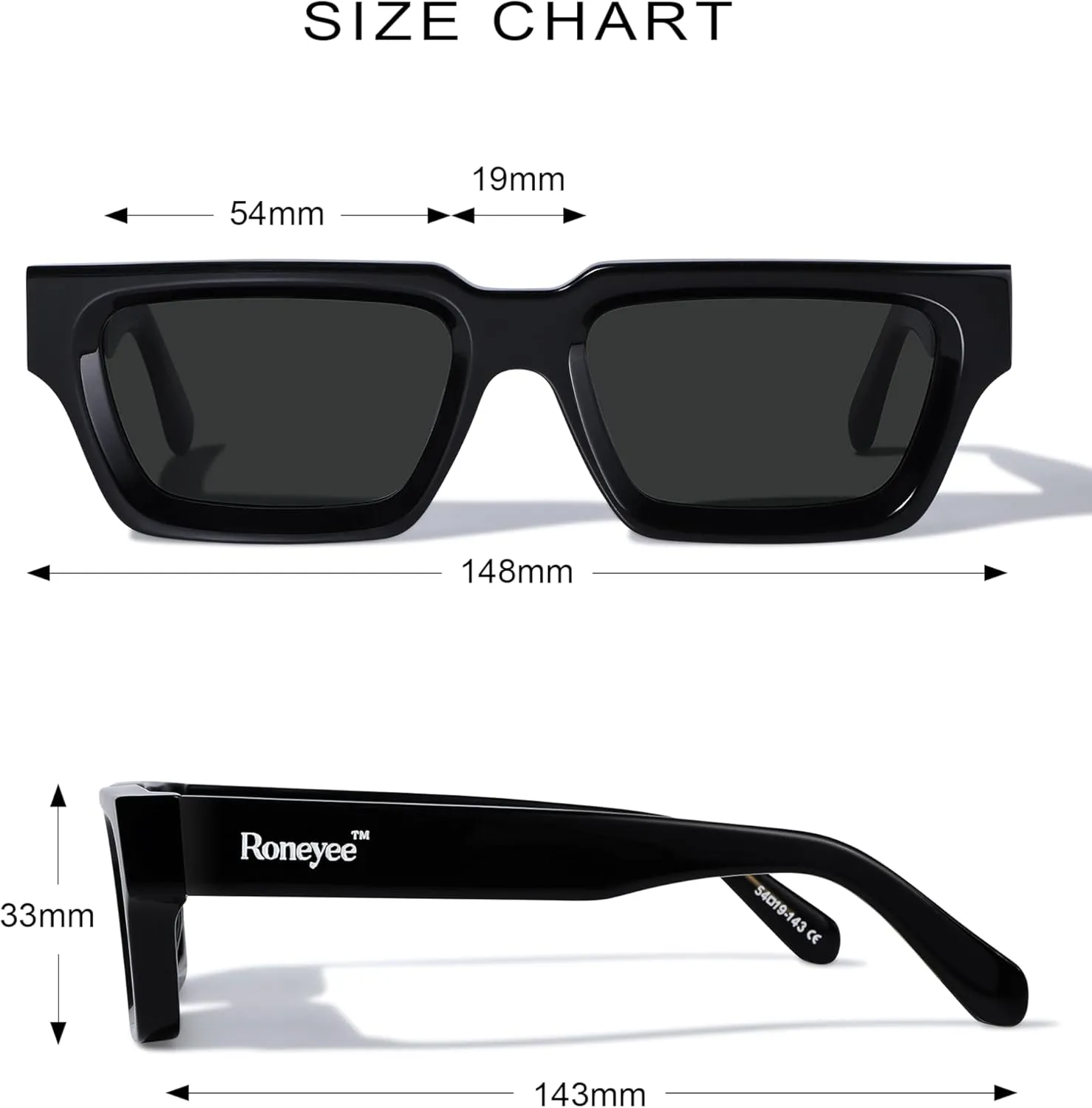 Non Polarized Acetate Sunglasses 148mm Frame with UV Protection Impact Resistant Nylon Lens Retro Shades Unisex