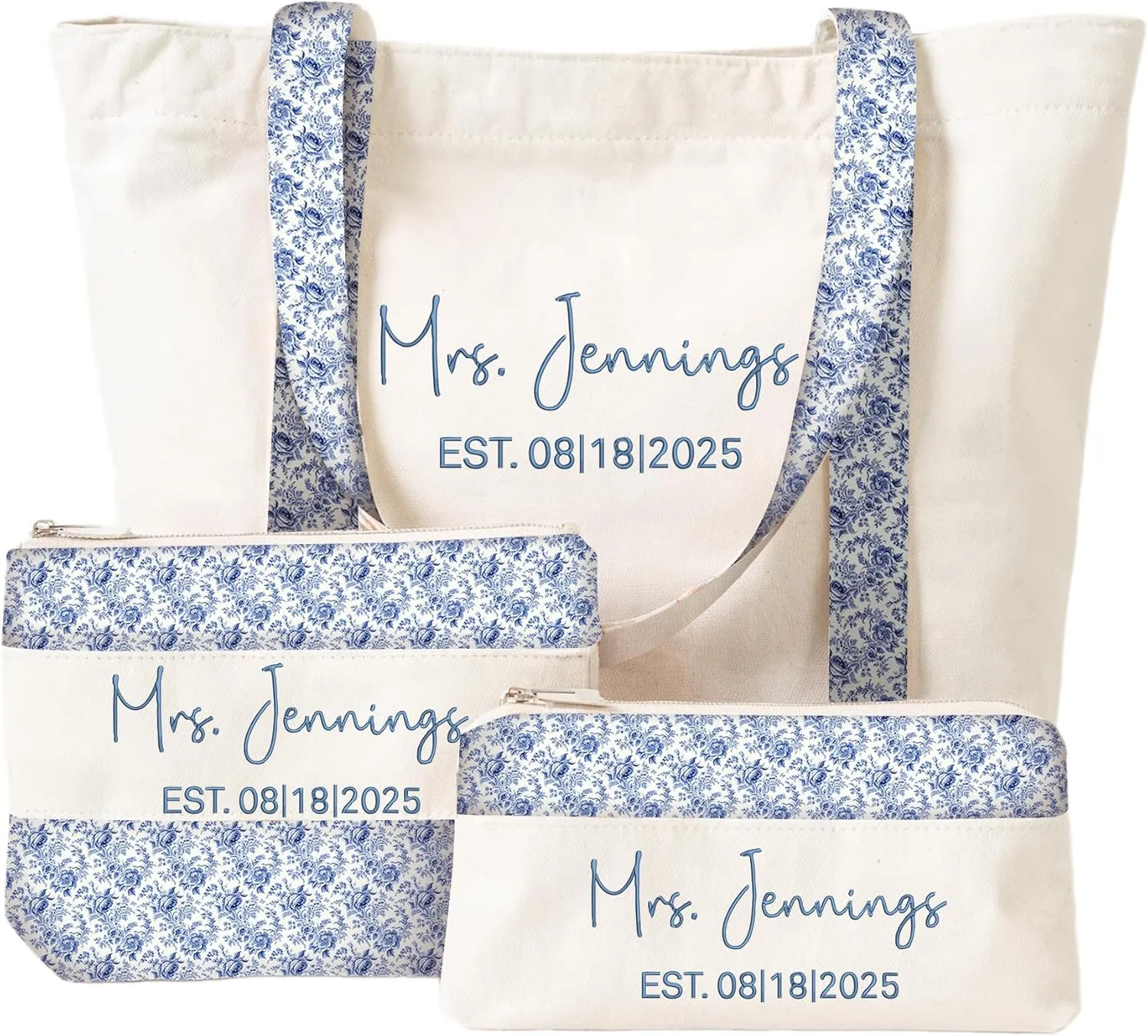 Noni Personalized Embroidered Mrs Canvas Tote Bag for Bride 2025,Wedding Gifts for Bride to Be, Bachelorette Party Gift