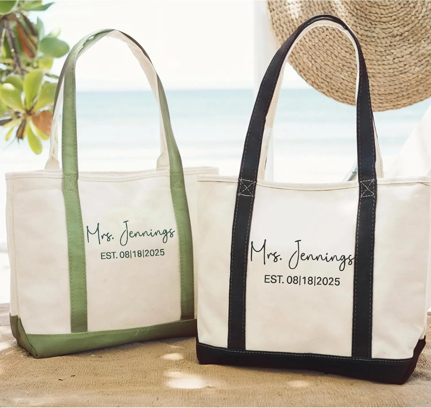 Noni Personalized Embroidered Mrs Canvas Tote Bag for Bride 2025,Wedding Gifts for Bride to Be, Bachelorette Party Gift