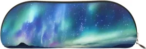 Northern Lights Makeup Bag for Women Men Large Pencil Case Aesthetic Pencil Pouch Coin Pouch Leather Cosmetic Bag with Zipper Office Organizer Travel Essentials