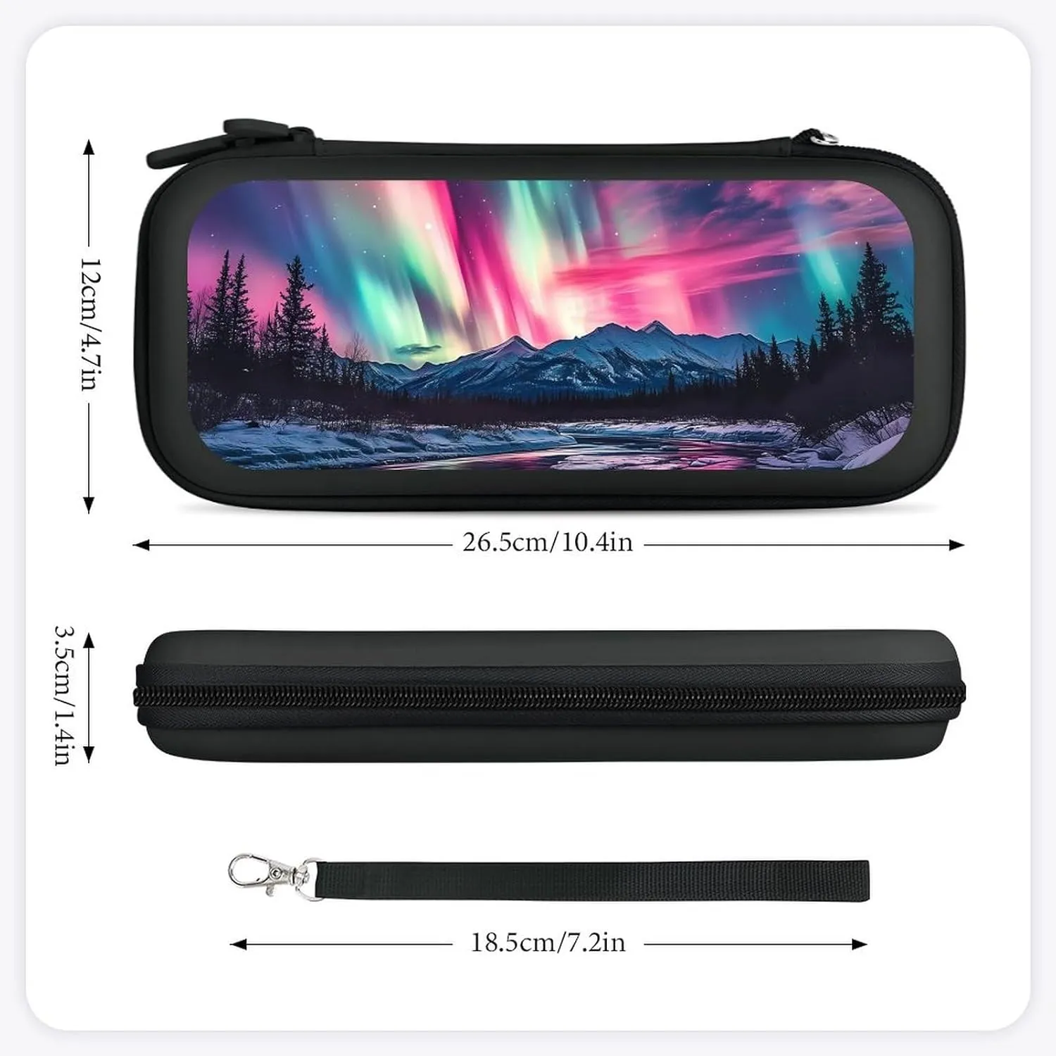 Northern Lights Red Blue Green Compatible with Switch Carrying Case Hard Travel Game Bag Pouch with 15 Games Accessories