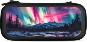 Northern Lights Red Blue Green Compatible with Switch Carrying Case Hard Travel Game Bag Pouch with 15 Games Accessories