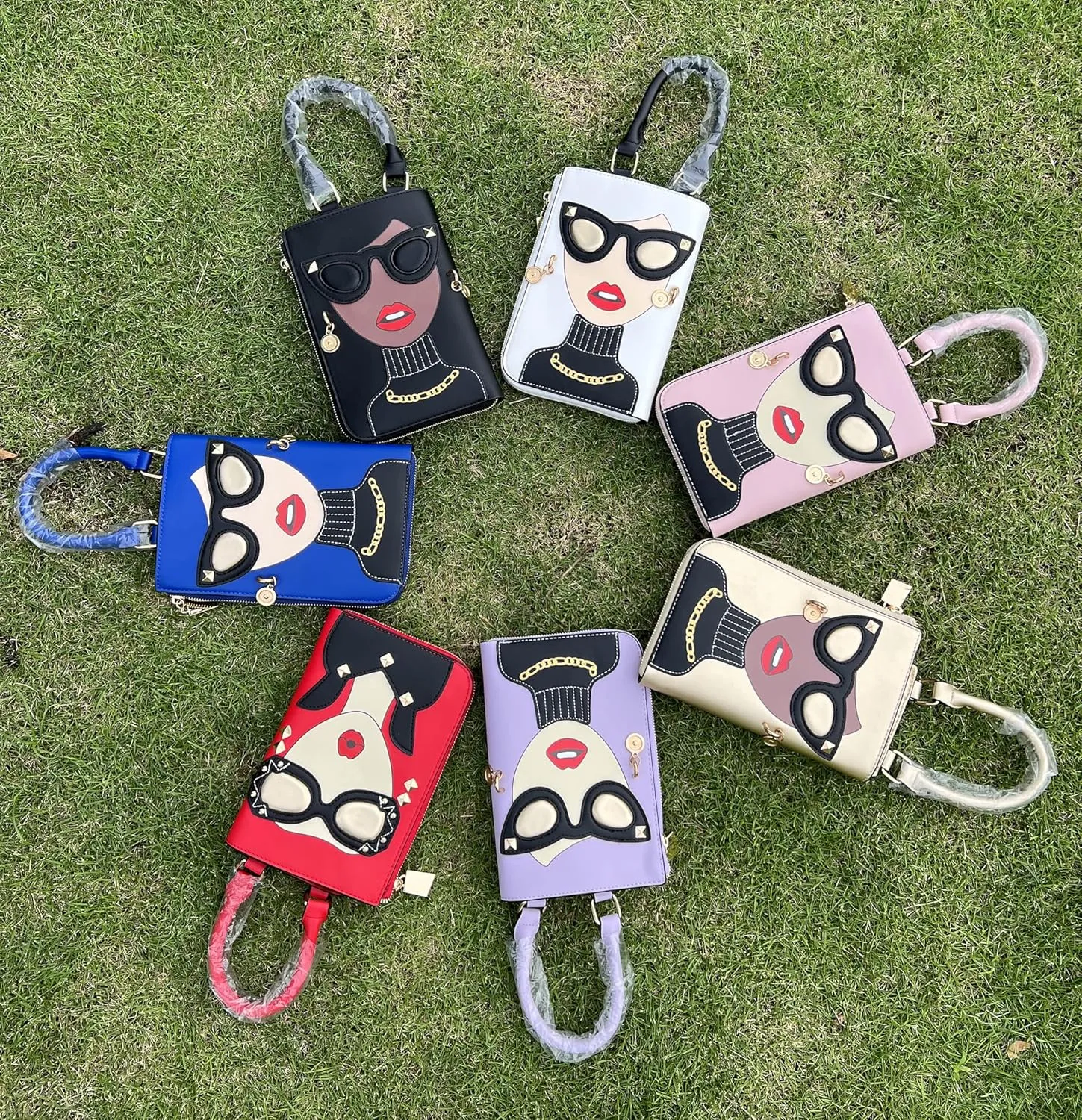 Novelty Unique 3D Lady Face PU Leather Top Handle Satchel Handbags for Women Funky Tote Purse Hobo Crossbody Shoulder bags