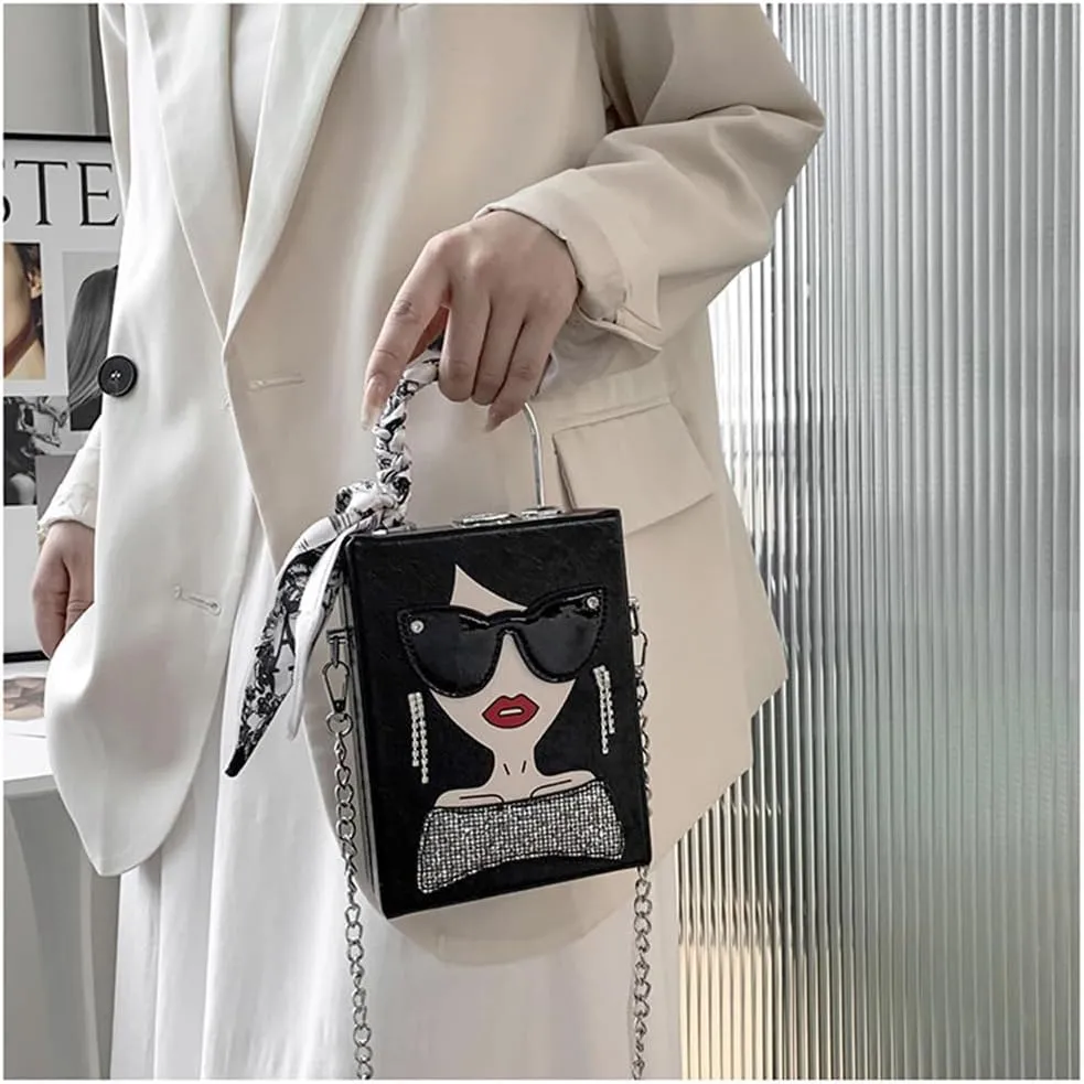 Novelty Unique 3D Lady Face PU Leather Top Handle Satchel Handbags for Women Funky Tote Purse Hobo Crossbody Shoulder bags