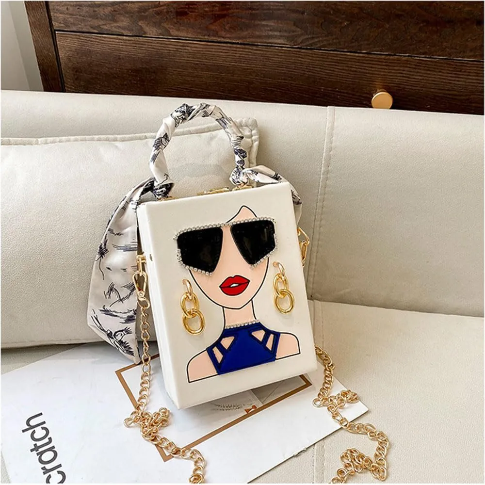Novelty Unique 3D Lady Face PU Leather Top Handle Satchel Handbags for Women Funky Tote Purse Hobo Crossbody Shoulder bags