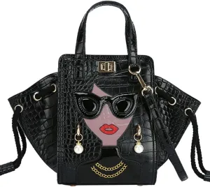 Novelty Unique 3D Lady Face PU Leather Top Handle Satchel Handbags for Women Funky Tote Purse Hobo Crossbody Shoulder bags