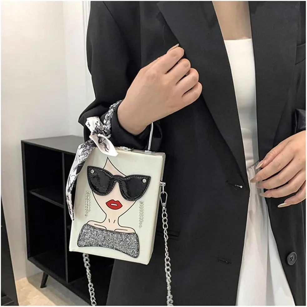 Novelty Unique 3D Lady Face PU Leather Top Handle Satchel Handbags for Women Funky Tote Purse Hobo Crossbody Shoulder bags