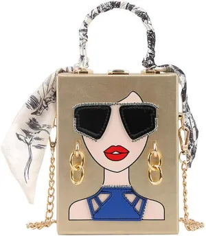 Novelty Unique 3D Lady Face PU Leather Top Handle Satchel Handbags for Women Funky Tote Purse Hobo Crossbody Shoulder bags