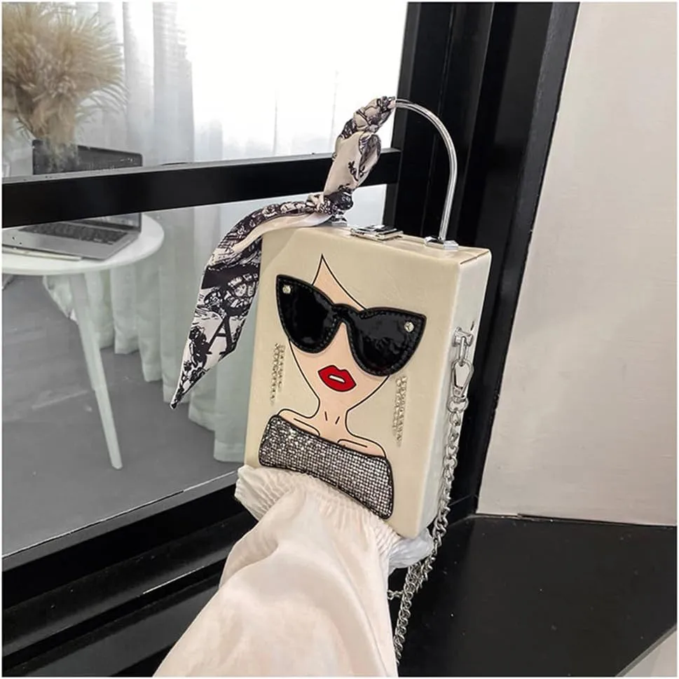 Novelty Unique 3D Lady Face PU Leather Top Handle Satchel Handbags for Women Funky Tote Purse Hobo Crossbody Shoulder bags