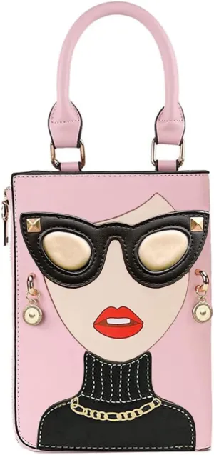 Novelty Unique 3D Lady Face PU Leather Top Handle Satchel Handbags for Women Funky Tote Purse Hobo Crossbody Shoulder bags