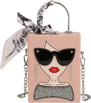 Novelty Unique 3D Lady Face PU Leather Top Handle Satchel Handbags for Women Funky Tote Purse Hobo Crossbody Shoulder bags