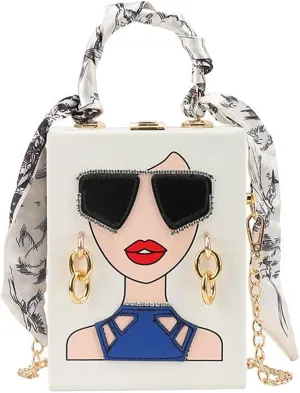 Novelty Unique 3D Lady Face PU Leather Top Handle Satchel Handbags for Women Funky Tote Purse Hobo Crossbody Shoulder bags