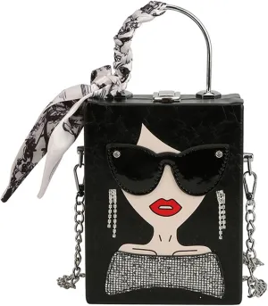Novelty Unique 3D Lady Face PU Leather Top Handle Satchel Handbags for Women Funky Tote Purse Hobo Crossbody Shoulder bags