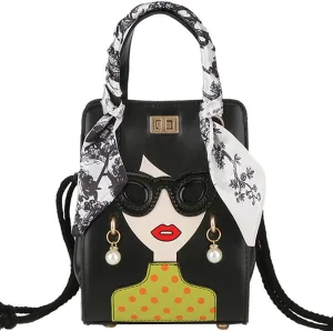 Novelty Unique 3D Lady Face PU Leather Top Handle Satchel Handbags for Women Funky Tote Purse Hobo Crossbody Shoulder bags