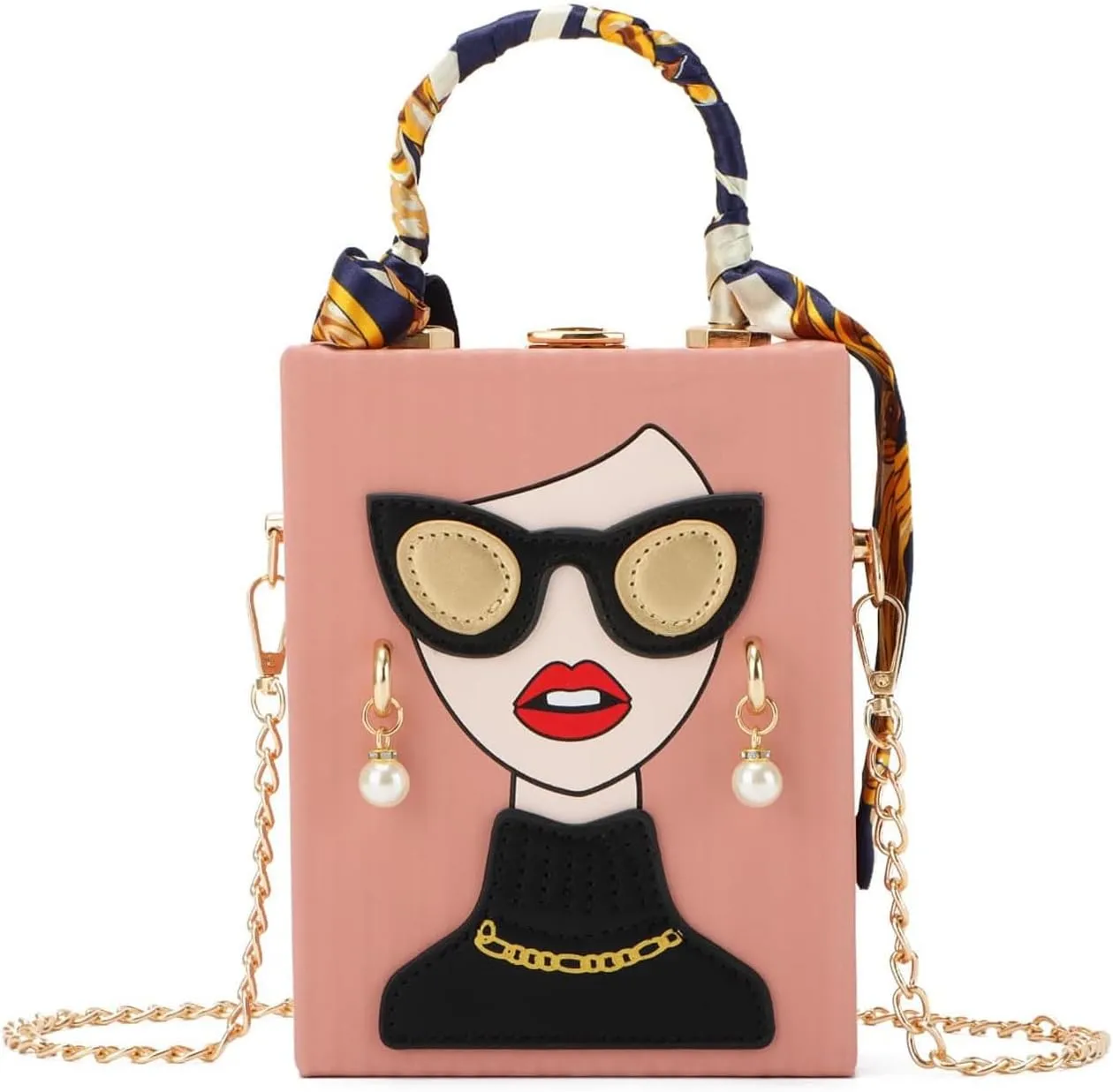 Novelty Unique 3D Lady Face PU Leather Top Handle Satchel Handbags for Women Funky Tote Purse Hobo Crossbody Shoulder bags