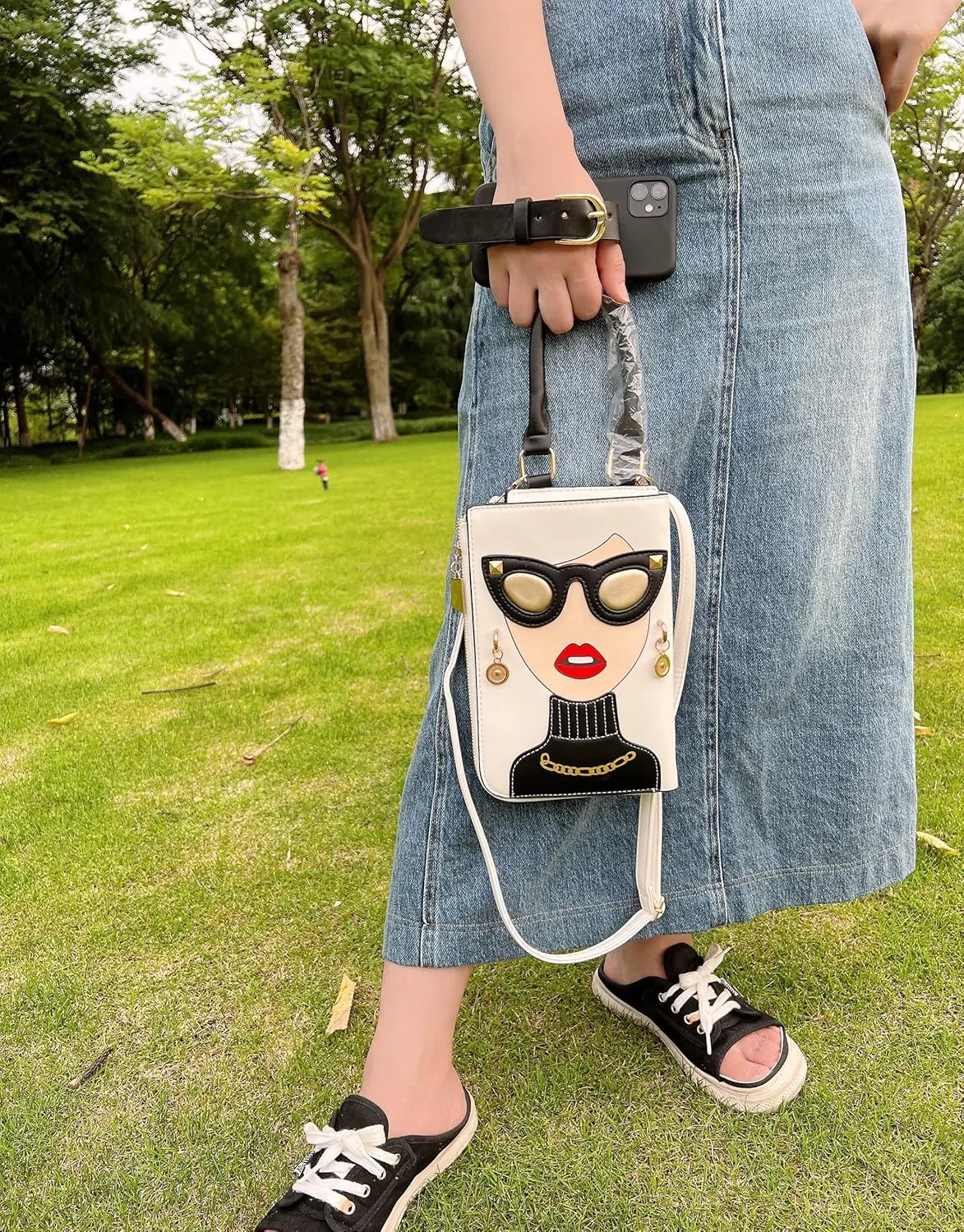 Novelty Unique 3D Lady Face PU Leather Top Handle Satchel Handbags for Women Funky Tote Purse Hobo Crossbody Shoulder bags