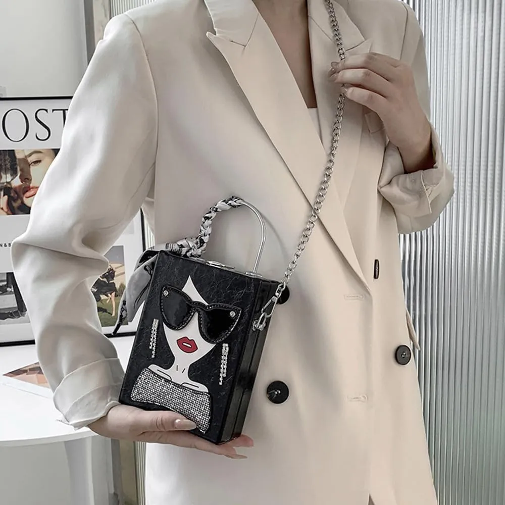 Novelty Unique 3D Lady Face PU Leather Top Handle Satchel Handbags for Women Funky Tote Purse Hobo Crossbody Shoulder bags