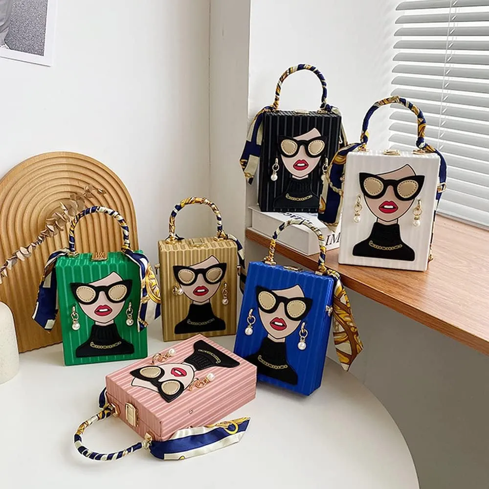 Novelty Unique 3D Lady Face PU Leather Top Handle Satchel Handbags for Women Funky Tote Purse Hobo Crossbody Shoulder bags