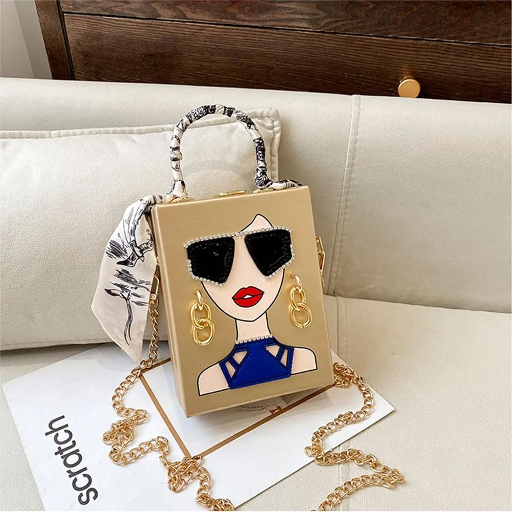 Novelty Unique 3D Lady Face PU Leather Top Handle Satchel Handbags for Women Funky Tote Purse Hobo Crossbody Shoulder bags