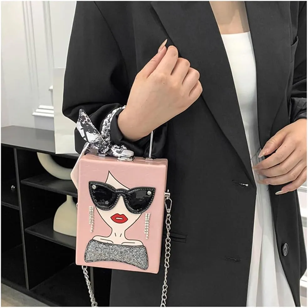 Novelty Unique 3D Lady Face PU Leather Top Handle Satchel Handbags for Women Funky Tote Purse Hobo Crossbody Shoulder bags