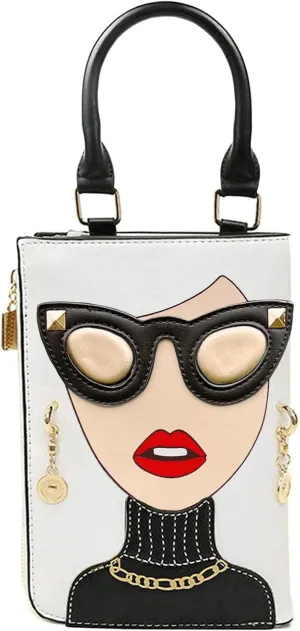 Novelty Unique 3D Lady Face PU Leather Top Handle Satchel Handbags for Women Funky Tote Purse Hobo Crossbody Shoulder bags