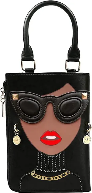 Novelty Unique 3D Lady Face PU Leather Top Handle Satchel Handbags for Women Funky Tote Purse Hobo Crossbody Shoulder bags