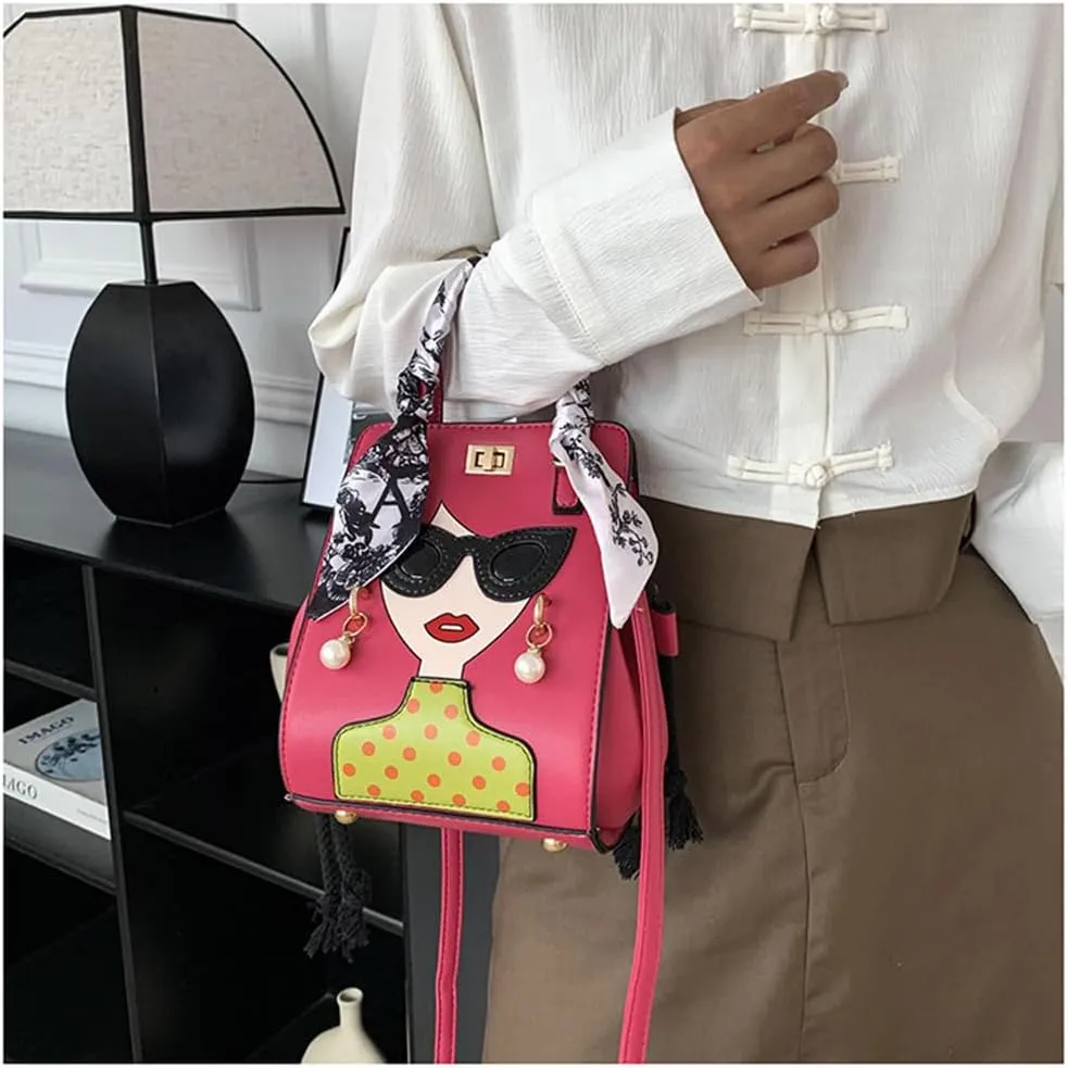Novelty Unique 3D Lady Face PU Leather Top Handle Satchel Handbags for Women Funky Tote Purse Hobo Crossbody Shoulder bags