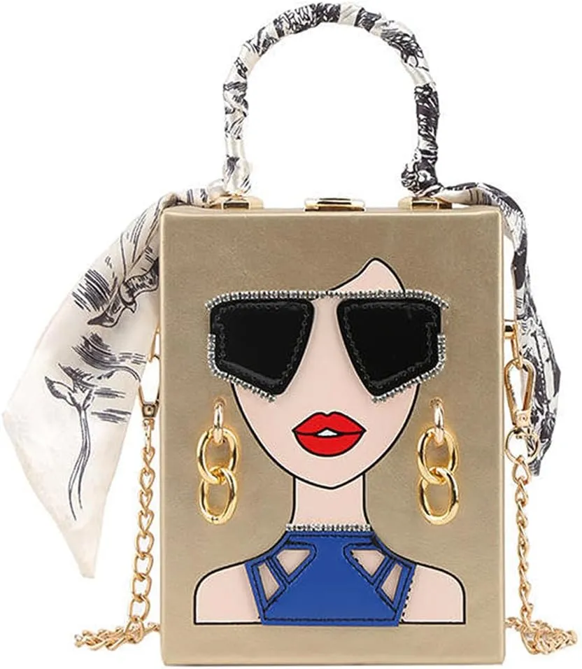 Novelty Unique 3D Lady Face PU Leather Top Handle Satchel Handbags for Women Funky Tote Purse Hobo Crossbody Shoulder bags