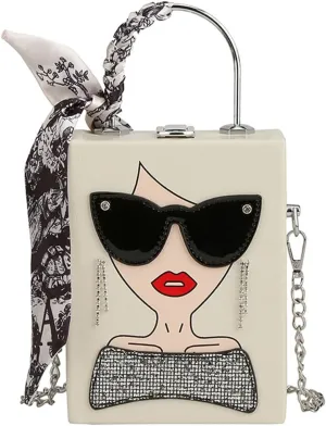 Novelty Unique 3D Lady Face PU Leather Top Handle Satchel Handbags for Women Funky Tote Purse Hobo Crossbody Shoulder bags