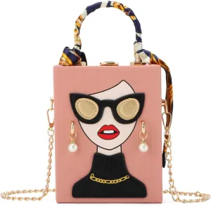 Novelty Unique 3D Lady Face PU Leather Top Handle Satchel Handbags for Women Funky Tote Purse Hobo Crossbody Shoulder bags
