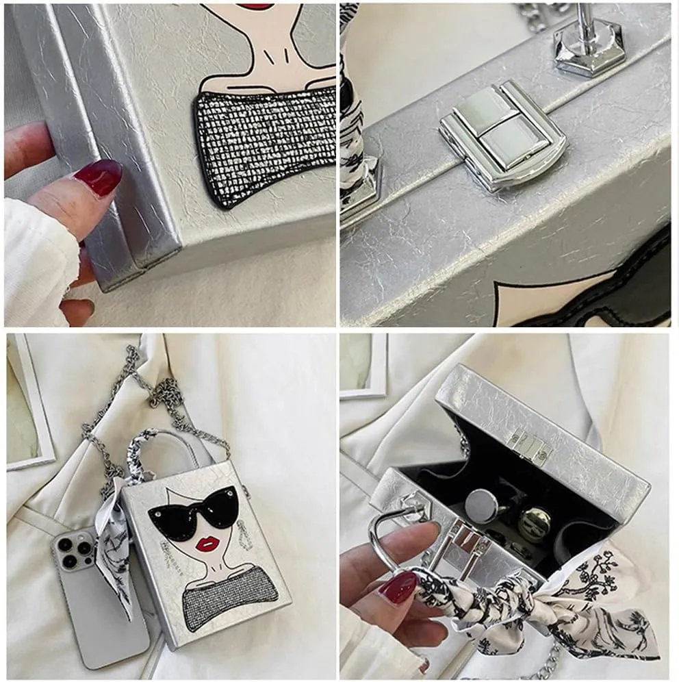Novelty Unique 3D Lady Face PU Leather Top Handle Satchel Handbags for Women Funky Tote Purse Hobo Crossbody Shoulder bags