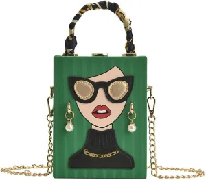 Novelty Unique 3D Lady Face PU Leather Top Handle Satchel Handbags for Women Funky Tote Purse Hobo Crossbody Shoulder bags