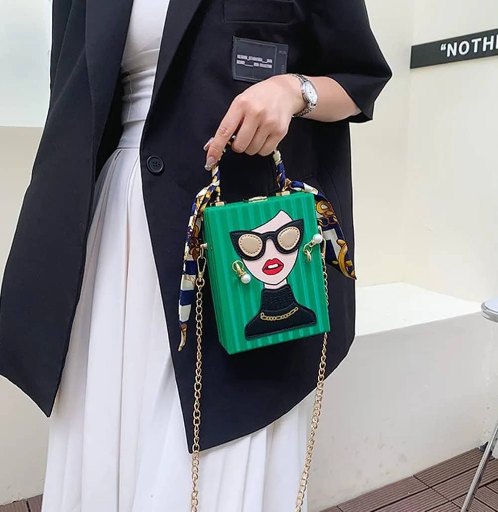 Novelty Unique 3D Lady Face PU Leather Top Handle Satchel Handbags for Women Funky Tote Purse Hobo Crossbody Shoulder bags