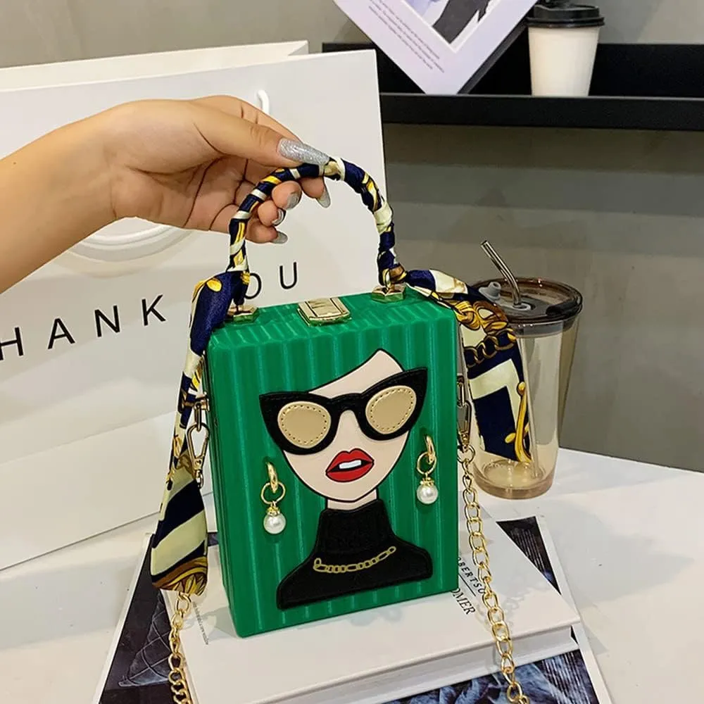 Novelty Unique 3D Lady Face PU Leather Top Handle Satchel Handbags for Women Funky Tote Purse Hobo Crossbody Shoulder bags
