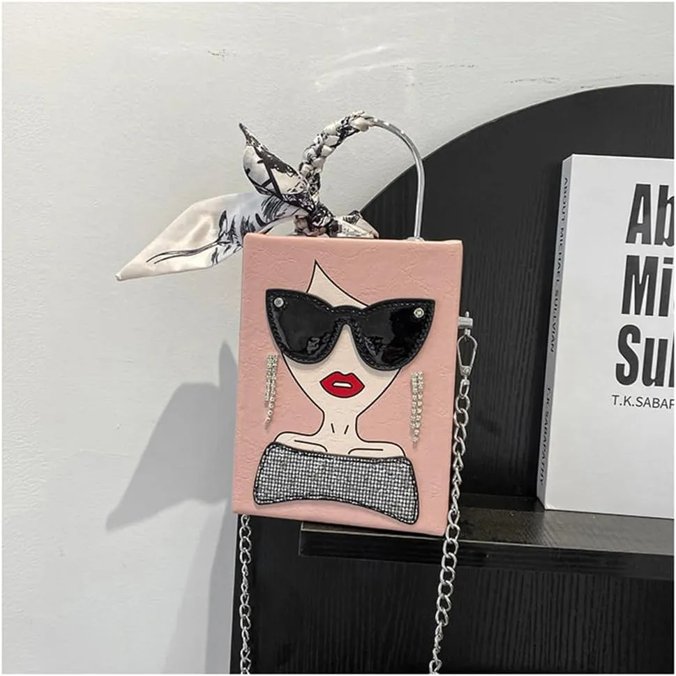 Novelty Unique 3D Lady Face PU Leather Top Handle Satchel Handbags for Women Funky Tote Purse Hobo Crossbody Shoulder bags