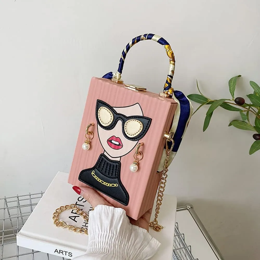 Novelty Unique 3D Lady Face PU Leather Top Handle Satchel Handbags for Women Funky Tote Purse Hobo Crossbody Shoulder bags