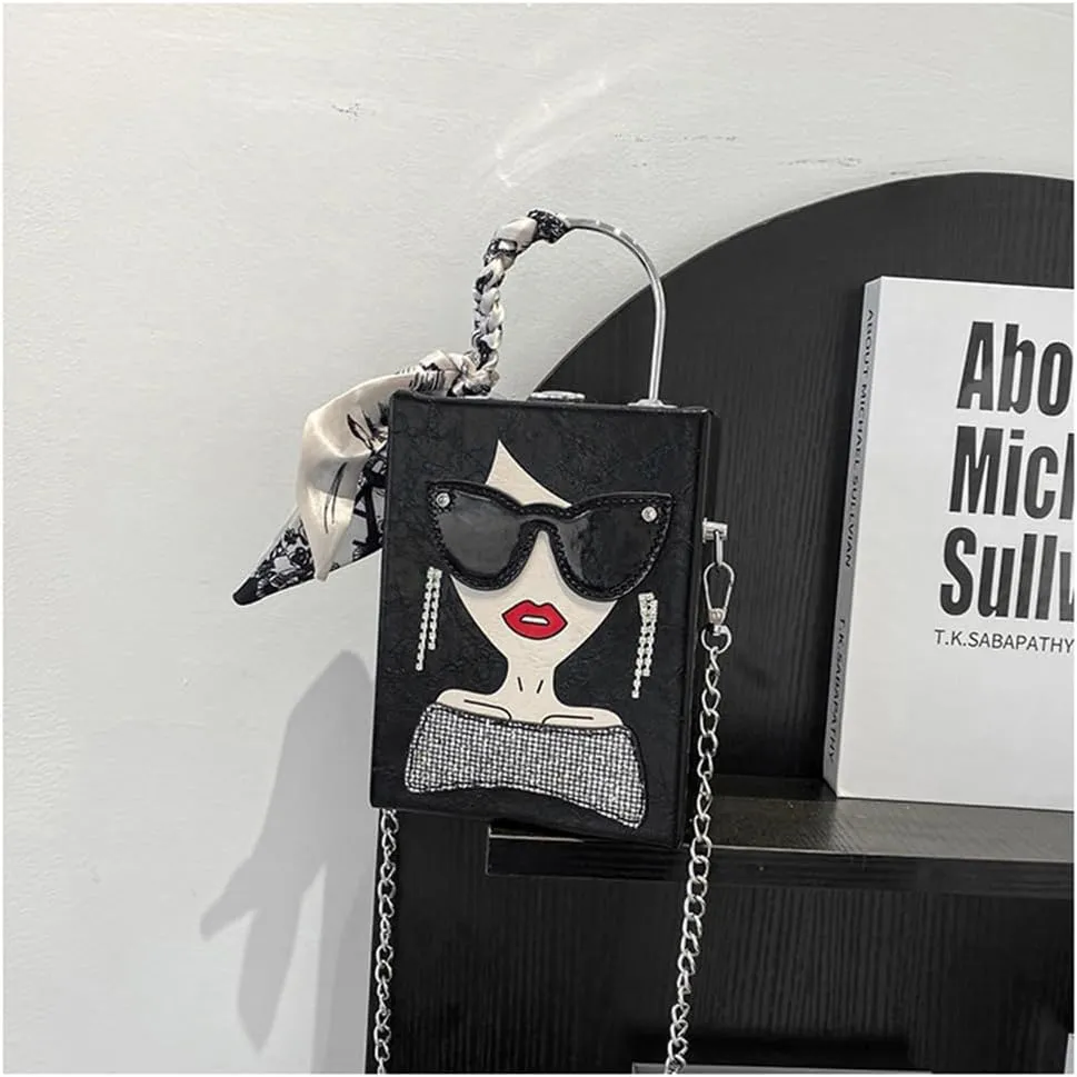 Novelty Unique 3D Lady Face PU Leather Top Handle Satchel Handbags for Women Funky Tote Purse Hobo Crossbody Shoulder bags