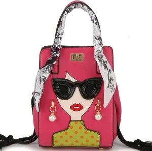 Novelty Unique 3D Lady Face PU Leather Top Handle Satchel Handbags for Women Funky Tote Purse Hobo Crossbody Shoulder bags