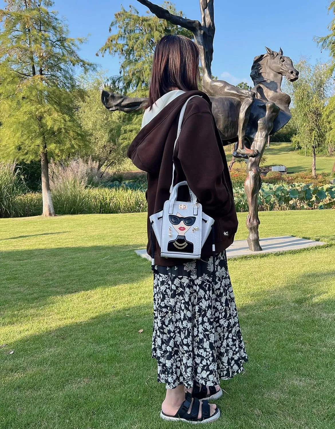 Novelty Unique 3D Lady Face PU Leather Top Handle Satchel Handbags for Women Funky Tote Purse Hobo Crossbody Shoulder bags